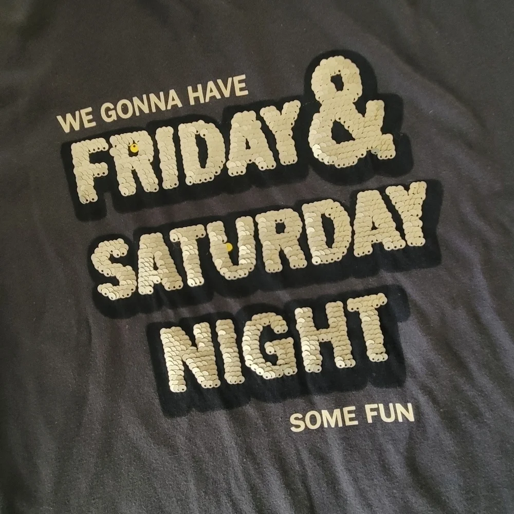 Zara Boys Sequined Weekend Navy Tee Shirt Size M 8